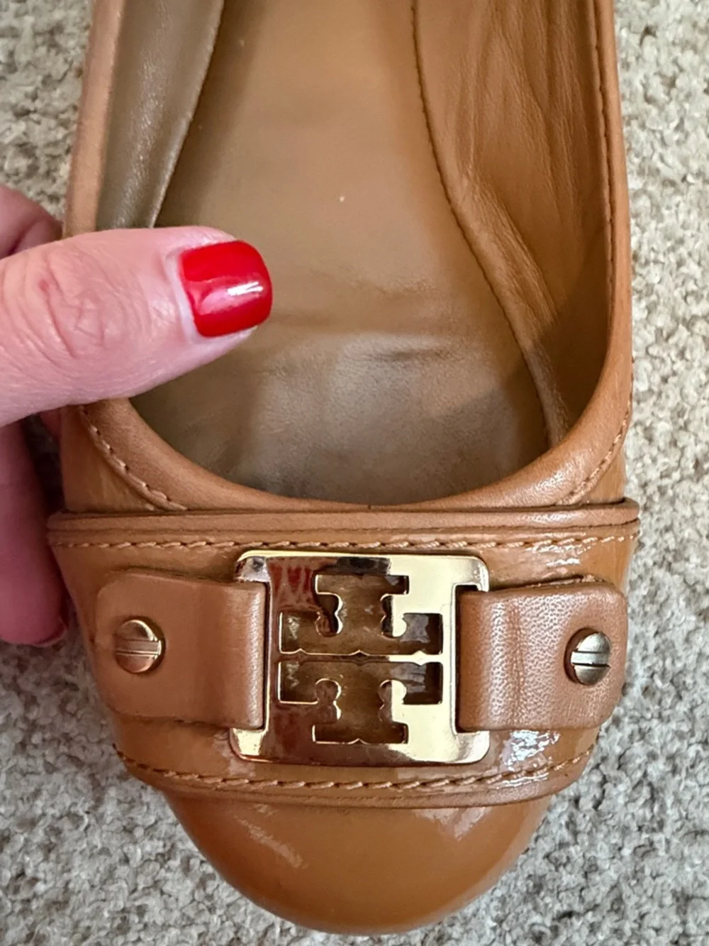 Tory Burch Royal Tan Patent Leather Ballet Flats, 8